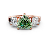 Rose gold Three-Stone Fancy Green Heart  Cut Solitaire Ring with Prong Setting_3