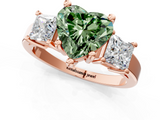 Rose gold Three-Stone Fancy Green Heart  Cut Solitaire Ring with Prong Setting_4