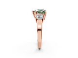 Rose gold Three-Stone Fancy Green Heart  Cut Solitaire Ring with Prong Setting_5