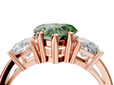 Rose gold Three-Stone Fancy Green Heart  Cut Solitaire Ring with Prong Setting_7