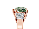 Rose gold Three-Stone Fancy Green Heart  Cut Solitaire Ring with Prong Setting_8