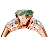 Rose gold Three-Stone Fancy Green Heart  Diamond Ring with Pear Side Stones in Four-Prong Setting_4