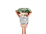 Rose gold Three-Stone Fancy Green Heart  Diamond Ring with Pear Side Stones in Four-Prong Setting_5