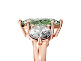Rose gold Three-Stone Fancy Green Marquise  Brilliant Cut Solitaire Ring with Prong Setting on a Classic Band 1