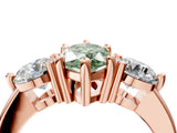 Rose gold Three-Stone Fancy Green Marquise  Brilliant Cut Solitaire Ring with Prong Setting on a Classic Band