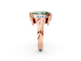 Rose gold Three Stone Fancy Green Marquise Cut Cut Channel Set Diamond Ring_2
