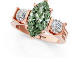 Rose gold Three-Stone Fancy Green Marquise Cut Cut Classic Band Prong Setting Ring_1