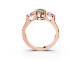 Rose gold Three-Stone Fancy Green Marquise Cut Cut Classic Band Prong Setting Ring_3
