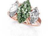 Rose gold Three-Stone Fancy Green Marquise Cut Cut Diamond Engagement Ring with Flat Band and Four-Prong Setting_13