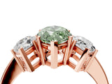 Rose gold Three-Stone Fancy Green Marquise Cut Cut Diamond Engagement Ring with Flat Band and Four-Prong Setting_16