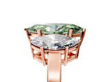 Rose gold Three-Stone Fancy Green Marquise Cut Cut Diamond Engagement Ring with Flat Band and Four-Prong Setting_17
