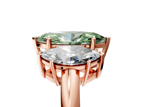 Rose gold Three-Stone Fancy Green Marquise Cut Cut Diamond Engagement Ring with Prong Setting on a White Gold Band_5