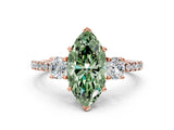 Rose gold Three-Stone Fancy Green Marquise Cut Cut Diamond Pavé Band with Prong Setting_15
