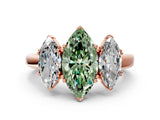 Rose gold Three-Stone Fancy Green Marquise Cut Cut Diamond Ring with Channel Set Band and Four-Prong Setting_24