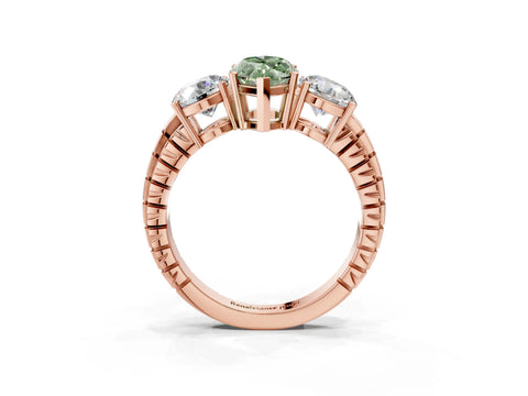 Rose gold Three-Stone Fancy Green Marquise Cut Cut Diamond Ring with Channel-Set Band and Prong Setting_3