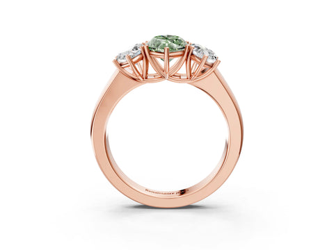 Rose gold Three-Stone Fancy Green Marquise Cut Cut Diamond Ring with Prong Setting and Classic Band_3