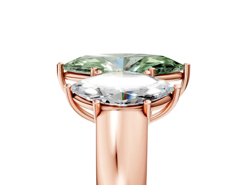 Rose gold Three-Stone Fancy Green Marquise Cut Cut Diamond Ring with Prong Setting and Classic Band_5