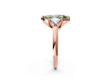 Rose gold Three-Stone Fancy Green Marquise Cut Cut Diamond Ring with Trillion Side Stones and Four-Prong Setting_5
