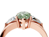 Rose gold Three-Stone Fancy Green Marquise Cut Cut Diamond Ring with Trillion Side Stones on a Split Shank Band_4
