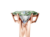Rose gold Three-Stone Fancy Green Marquise Cut Cut Diamond Ring with Trillion Side Stones on a Split Shank Band_5