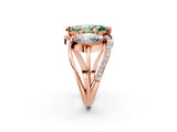 Rose gold Three-Stone Fancy Green Marquise Cut Cut Diamond Split Shank Prong Set Ring_2