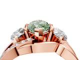 Rose gold Three-Stone Fancy Green Marquise Cut Cut Diamond Split Shank Prong Set Ring_4