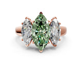 Rose gold Three-Stone Fancy Green Marquise Cut Cut Solitaire Ring with Classic Prong Setting