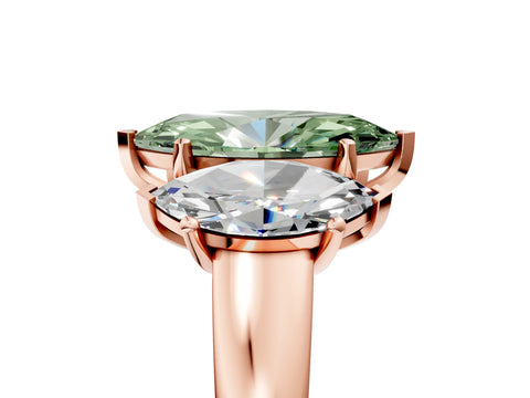 Rose gold Three-Stone Fancy Green Marquise Cut Cut Solitaire Ring with Classic Prong Setting_5