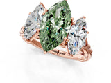 Rose gold Three-Stone Fancy Green Marquise Cut Diamond Braided Band Ring with Four-Prong Setting_40