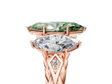 Rose gold Three-Stone Fancy Green Marquise Cut Diamond Braided Band Ring with Four-Prong Setting_44