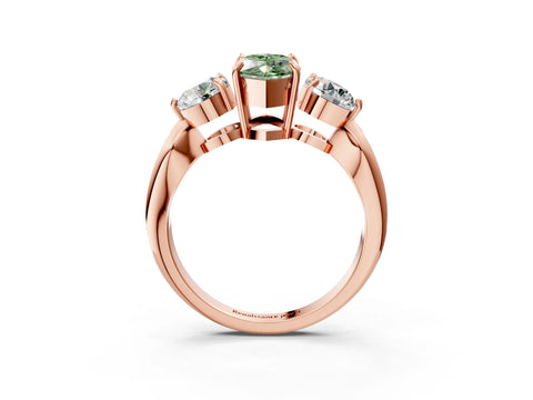 Rose gold Three-Stone Fancy Green Marquise Cut Diamond Channel Set Engagement Ring with Prong Setting_3