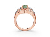Rose gold Three-Stone Fancy Green Marquise Cut Diamond Engagement Ring with Pave Band and Prong Setting_3