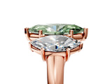Rose gold Three-Stone Fancy Green Marquise Cut Diamond Engagement Ring with Prong Setting_8