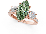 Rose gold Three-Stone Fancy Green Marquise  Cut Diamond Pavé Band with Four-Prong Setting_29