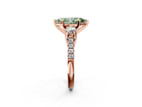 Rose gold Three-Stone Fancy Green Marquise  Cut Diamond Pavé Band with Four-Prong Setting_30