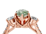 Rose gold Three-Stone Fancy Green Marquise  Cut Diamond Pavé Band with Four-Prong Setting_32