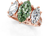 Rose gold Three-Stone Fancy Green Marquise  Cut Diamond Ring with Channel-Set Band and Four-Prong Setting_52