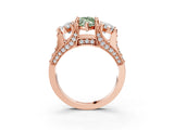 Rose gold Three-Stone Fancy Green Marquise  Cut Diamond Ring with Channel-Set Band and Four-Prong Setting_54