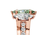 Rose gold Three-Stone Fancy Green Marquise  Cut Diamond Ring with Channel-Set Band and Four-Prong Setting_56
