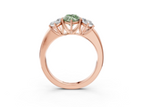 Rose gold Three-Stone Fancy Green Marquise  Cut Diamond Ring with Channel-Set Band and Four-Prong Setting_88