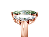 Rose gold Three-Stone Fancy Green Marquise  Cut Diamond Ring with Channel-Set Band and Four-Prong Setting_90