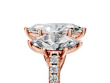 Rose gold Three-Stone Fancy Green Marquise Cut Diamond Ring with Pavé Band and Prong Setting_68