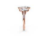 Rose gold Three-Stone Fancy Green Marquise Cut Diamond Ring with Pavé Band and Prong Setting_77