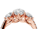 Rose gold Three-Stone Fancy Green Marquise Cut Diamond Ring with Pavé Band and Prong Setting_79