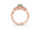 Rose gold Three-Stone Fancy Green Marquise Cut Diamond Ring with Pear  Side Stones in Four-Prong Setting_39