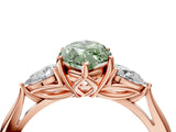 Rose gold Three-Stone Fancy Green Marquise Cut Diamond Ring with Pear  Side Stones in Four-Prong Setting_40