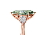 Rose gold Three-Stone Fancy Green Marquise Cut Diamond Ring with Pear  Side Stones in Four-Prong Setting_41
