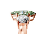 Rose gold Three-Stone Fancy Green Marquise Cut Diamond Ring with Round Side Stones, Classic Band, and Four-Prong Setting_5