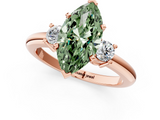 Rose gold Three-Stone Fancy Green Marquise  Cut Diamond Solitaire with Prong Setting and Classic Band_61