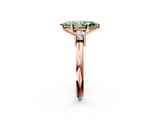 Rose gold Three-Stone Fancy Green Marquise  Cut Diamond Solitaire with Prong Setting and Classic Band_62